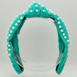 La Bella Shop Turquoise Teal Blue Pearl Beaded Headband